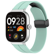 For Redmi Watch 4 Groove Folding Magnetic Buckle Silicone Watch Band(Teal)