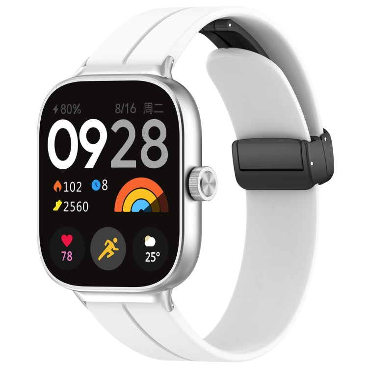 For Redmi Watch 4 Groove Folding Magnetic Buckle Silicone Watch Band(White) - Watch Bands by PMC TechLife | Online Shopping South Africa | PMC TechLife