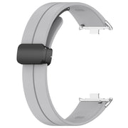 For Redmi Watch 4 Groove Folding Magnetic Buckle Silicone Watch Band(Light Gray)