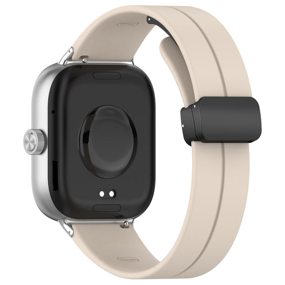 For Redmi Watch 4 Groove Folding Magnetic Buckle Silicone Watch Band(Starlight)