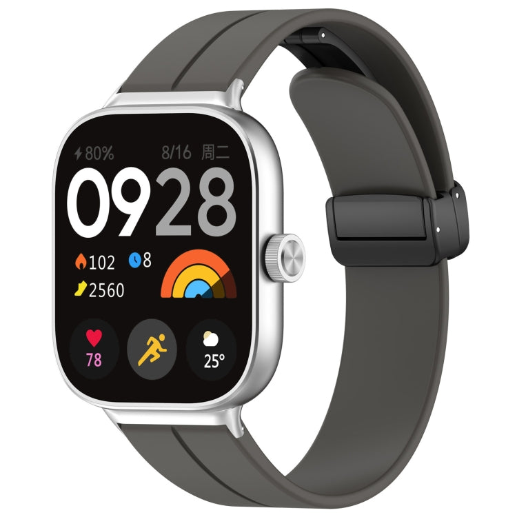 For Redmi Watch 4 Groove Folding Magnetic Buckle Silicone Watch Band(Dark Gray) - Watch Bands by PMC TechLife | Online Shopping South Africa | PMC TechLife