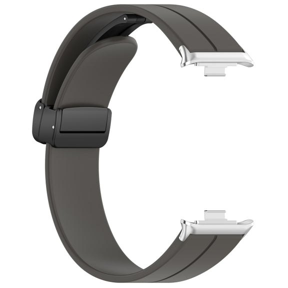 For Redmi Watch 4 Groove Folding Magnetic Buckle Silicone Watch Band(Dark Gray)