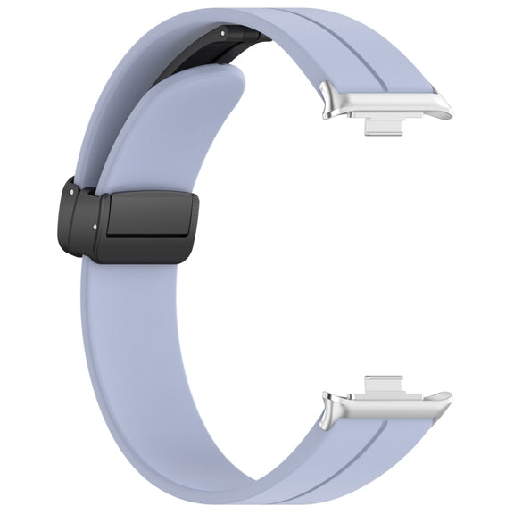 For Redmi Watch 4 Groove Folding Magnetic Buckle Silicone Watch Band(Light Blue)