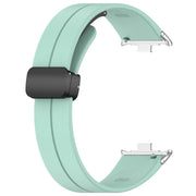 For Xiaomi Smart Band 9 Pro / 8 Pro Groove Folding Magnetic Buckle Silicone Watch Band(Teal)