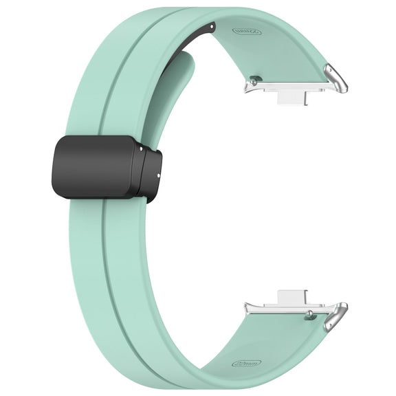 For Xiaomi Smart Band 9 Pro / 8 Pro Groove Folding Magnetic Buckle Silicone Watch Band(Teal)