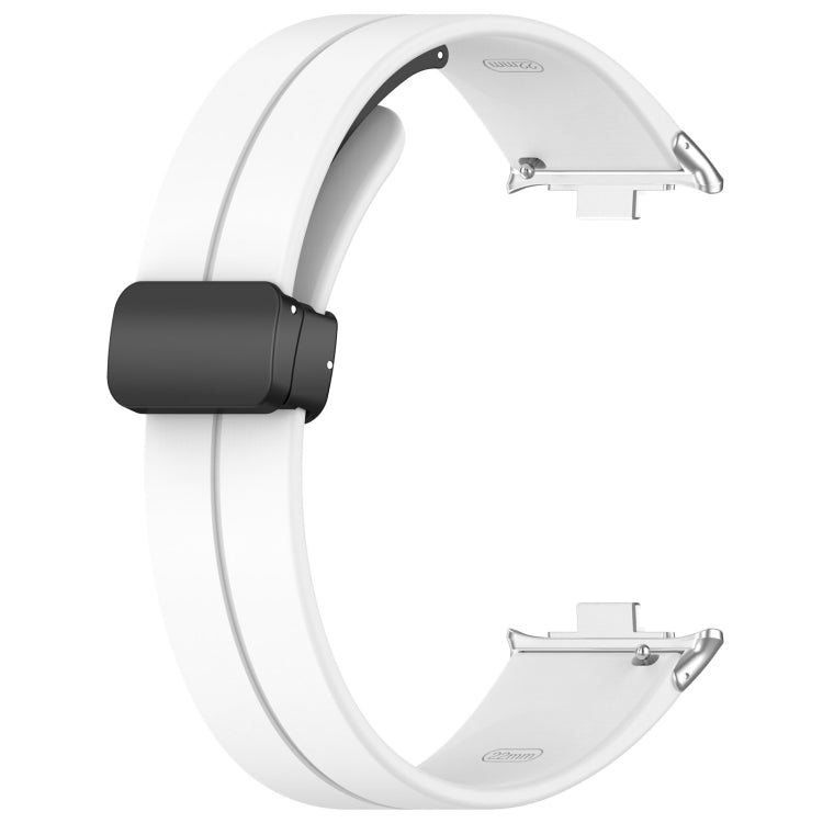 For Xiaomi  Mi Band 8 Pro Groove Folding Magnetic Buckle Silicone Watch Band(White) - Watch Bands by PMC TechLife | Online Shopping South Africa | PMC TechLife