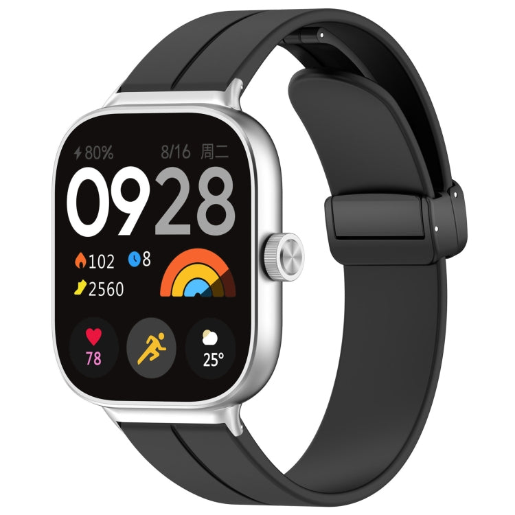 For Xiaomi Smart Band 9 Pro / 8 Pro Groove Folding Magnetic Buckle Silicone Watch Band(Black) - Watch Bands by PMC TechLife | Online Shopping South Africa | PMC TechLife | Buy Now Pay Later Mobicred
