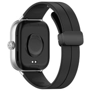 For Xiaomi Smart Band 9 Pro / 8 Pro Groove Folding Magnetic Buckle Silicone Watch Band(Black)
