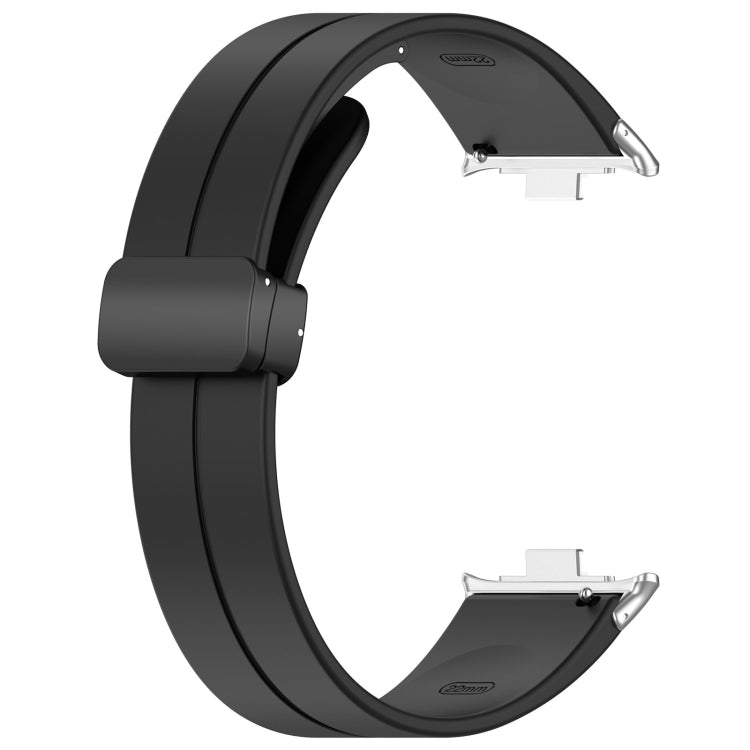 For Xiaomi Smart Band 9 Pro / 8 Pro Groove Folding Magnetic Buckle Silicone Watch Band(Black) - Watch Bands by PMC TechLife | Online Shopping South Africa | PMC TechLife | Buy Now Pay Later Mobicred