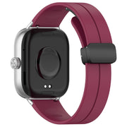 For Xiaomi  Mi Band 8 Pro Groove Folding Magnetic Buckle Silicone Watch Band(Wine Red)