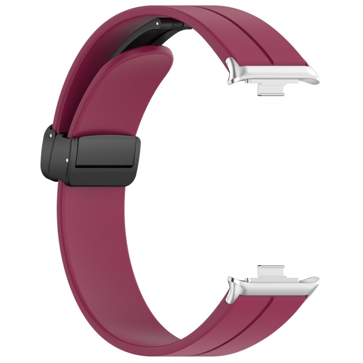For Xiaomi  Mi Band 8 Pro Groove Folding Magnetic Buckle Silicone Watch Band(Wine Red)