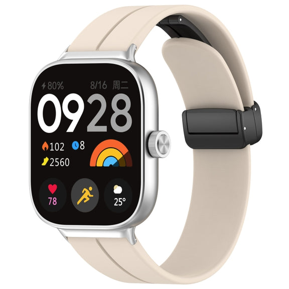 For Xiaomi  Mi Band 8 Pro Groove Folding Magnetic Buckle Silicone Watch Band(Starlight)
