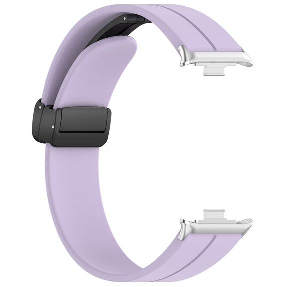 For Xiaomi Smart Band 9 Pro / 8 Pro Groove Folding Magnetic Buckle Silicone Watch Band(Purple)