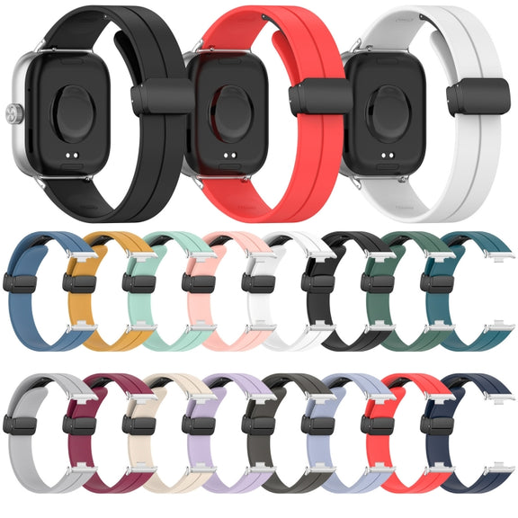 For Redmi Watch 4 Groove Folding Magnetic Buckle Silicone Watch Band(Light Blue)