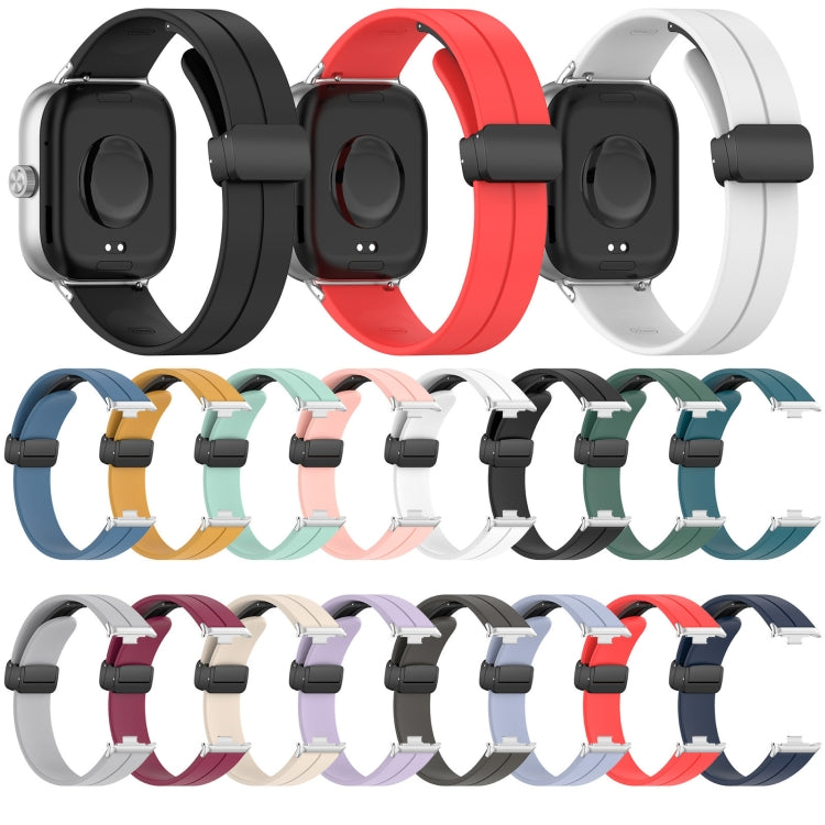 For Redmi Watch 4 Groove Folding Magnetic Buckle Silicone Watch Band(Light Blue)