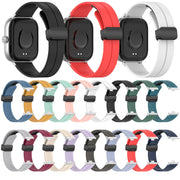 For Redmi Watch 4 Groove Folding Magnetic Buckle Silicone Watch Band(Cyan)