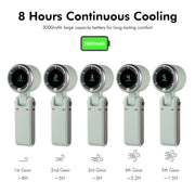 ENKAY Hat-Prince 3600mAh Battery Max 8H Cooling times Foldable Neck Turbo Fan with Digital Display(Light Green)