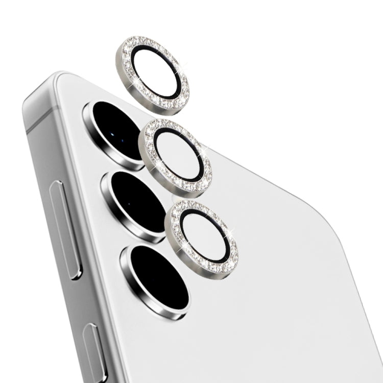 For Samsung Galaxy S24 5G NORTHJO Camera Lens Bling Glitter Metal Ring Tempered Glass Film(Silver)