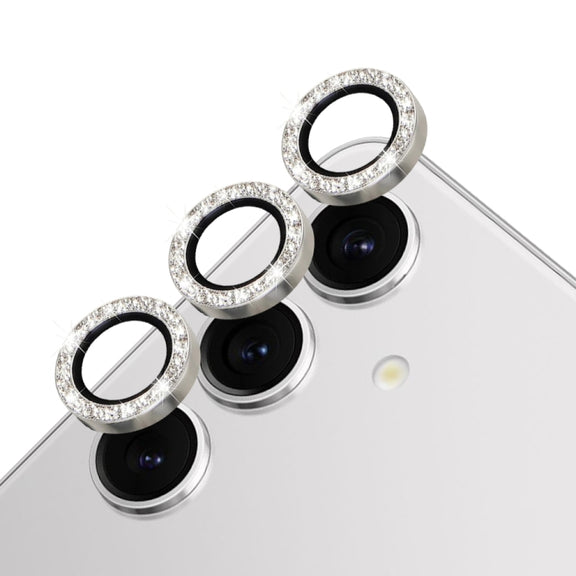 For Samsung Galaxy S24 5G NORTHJO Camera Lens Bling Glitter Metal Ring Tempered Glass Film(Silver)