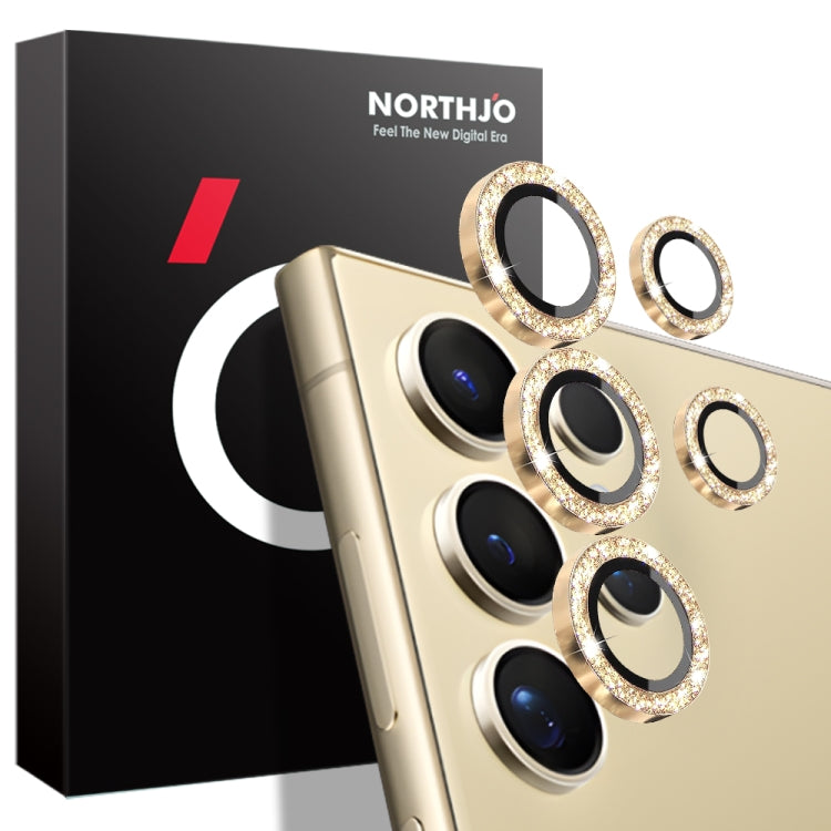 For Samsung Galaxy S24 Ultra 5G NORTHJO Camera Lens Bling Glitter Metal Ring Tempered Glass Film(Gold) - free shipping - PMC Jewellery - Order now!