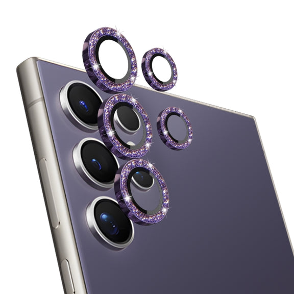 For Samsung Galaxy S24 Ultra 5G NORTHJO Camera Lens Bling Glitter Metal Ring Tempered Glass Film(Purple)