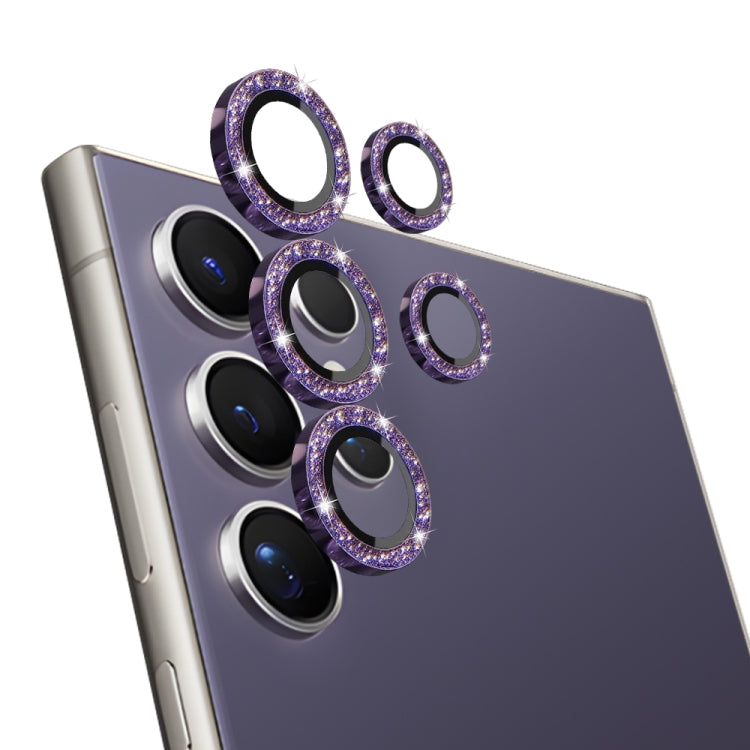 For Samsung Galaxy S24 Ultra 5G NORTHJO Camera Lens Bling Glitter Metal Ring Tempered Glass Film(Purple)