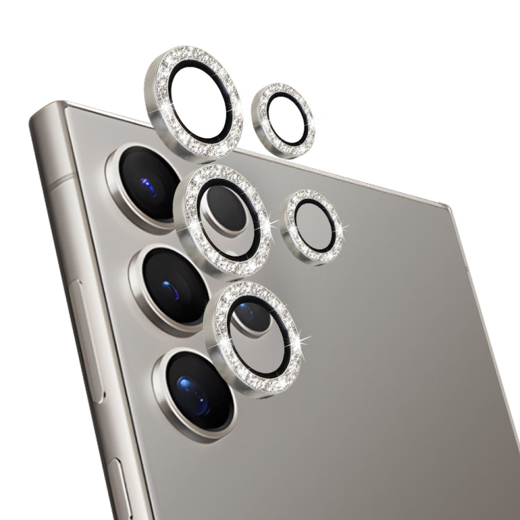 For Samsung Galaxy S24 Ultra 5G NORTHJO Camera Lens Bling Glitter Metal Ring Tempered Glass Film(Silver)