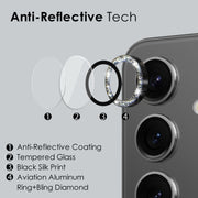 For Samsung Galaxy S24+ 5G NORTHJO Camera Lens Bling Glitter Metal Ring Tempered Glass Film(Black)