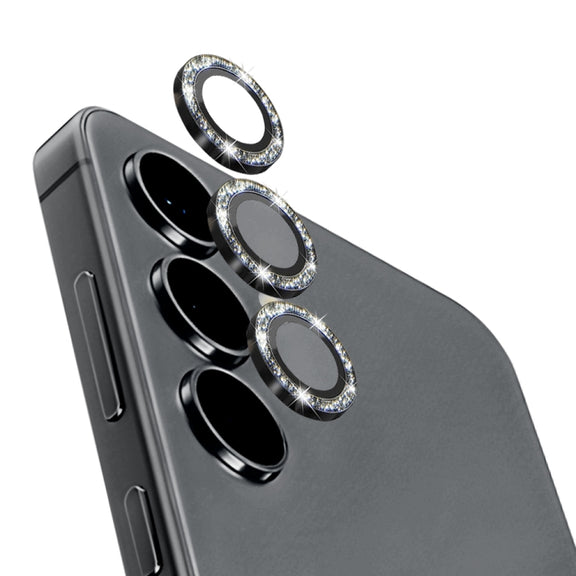 For Samsung Galaxy S24+ 5G NORTHJO Camera Lens Bling Glitter Metal Ring Tempered Glass Film(Black)
