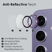 For Samsung Galaxy S24+ 5G NORTHJO Camera Lens Bling Glitter Metal Ring Tempered Glass Film(Purple)