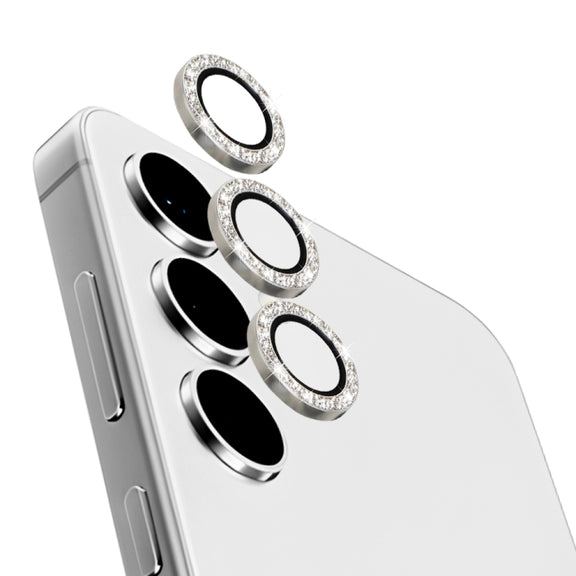 For Samsung Galaxy S24+ 5G NORTHJO Camera Lens Bling Glitter Metal Ring Tempered Glass Film(Silver)