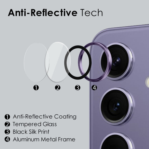 For Samsung Galaxy S24 5G NORTHJO Camera LensCD Vein Metal Ring Tempered Glass Film(Purple)