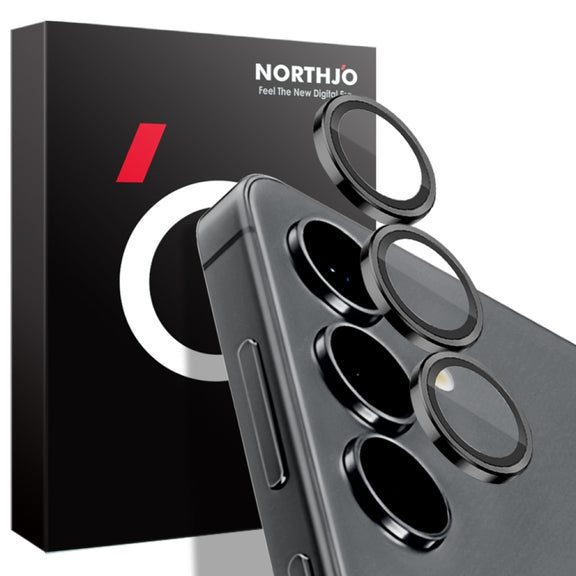 For Samsung Galaxy S24+ 5G NORTHJO Camera LensCD Vein Metal Ring Tempered Glass Film(Black)