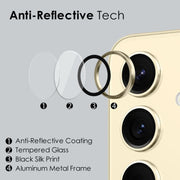 For Samsung Galaxy S24+ 5G NORTHJO Camera LensCD Vein Metal Ring Tempered Glass Film(Gold)