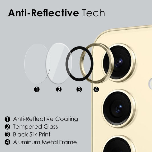 For Samsung Galaxy S24+ 5G NORTHJO Camera LensCD Vein Metal Ring Tempered Glass Film(Gold)