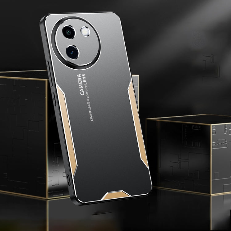 For vivo V30e Blade Series TPU Hybrid Metal Phone Case(Gold)