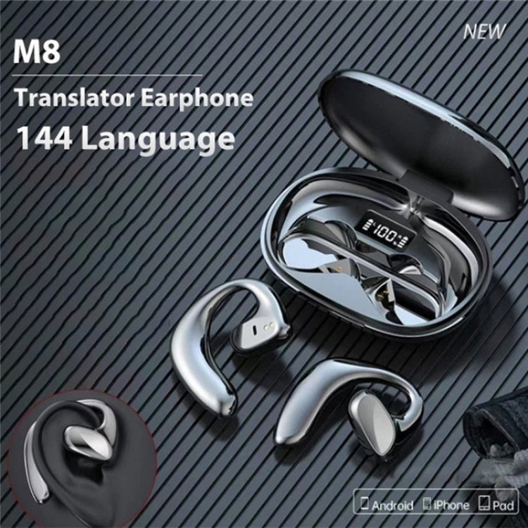 M8 Noise Reduction Smart Voice Translator TWS Bluetooth Headset 144 Languages Translation Earphones(Black)