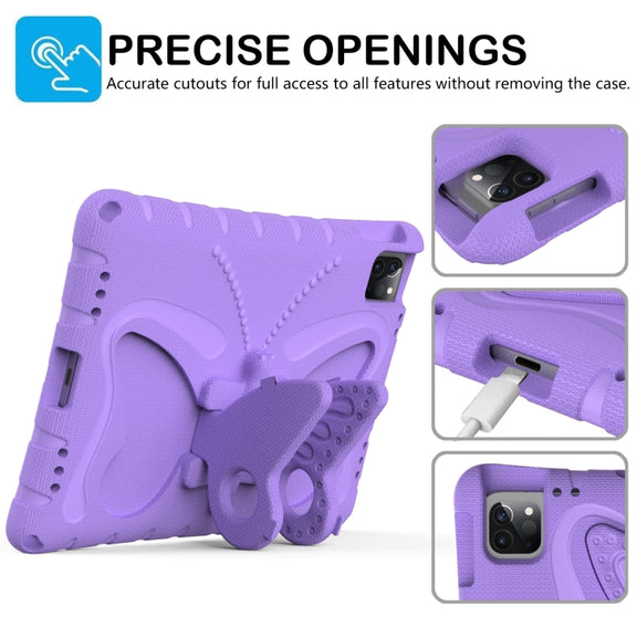 For iPad Air 11 2024 Butterfly Bracket EVA Shockproof Tablet Case(Light Purple)