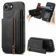 For iPhone 16e Retro Leather Zipper Wallet Back Phone Case(Black) - iPhone 16e Cases by PMC TechLife | Online Shopping South Africa | PMC TechLife | Buy Now Pay Later Mobicred
