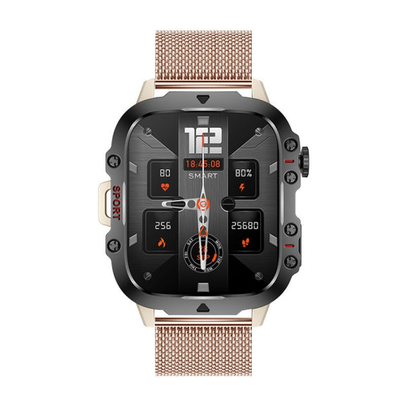 QX11 1.96 inch Color Screen Smart Watch Milan Steel Strap Support Bluetooth Call(Gold)