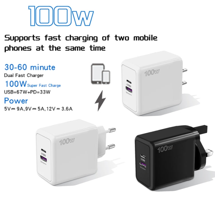 USB 67W / Type-C PD 33W Super fast Charging Full Protocol Mobile Phone Charger, EU Plug(Black) - USB Charger by PMC TechLife | Online Shopping South Africa | PMC TechLife | Buy Now Pay Later Mobicred