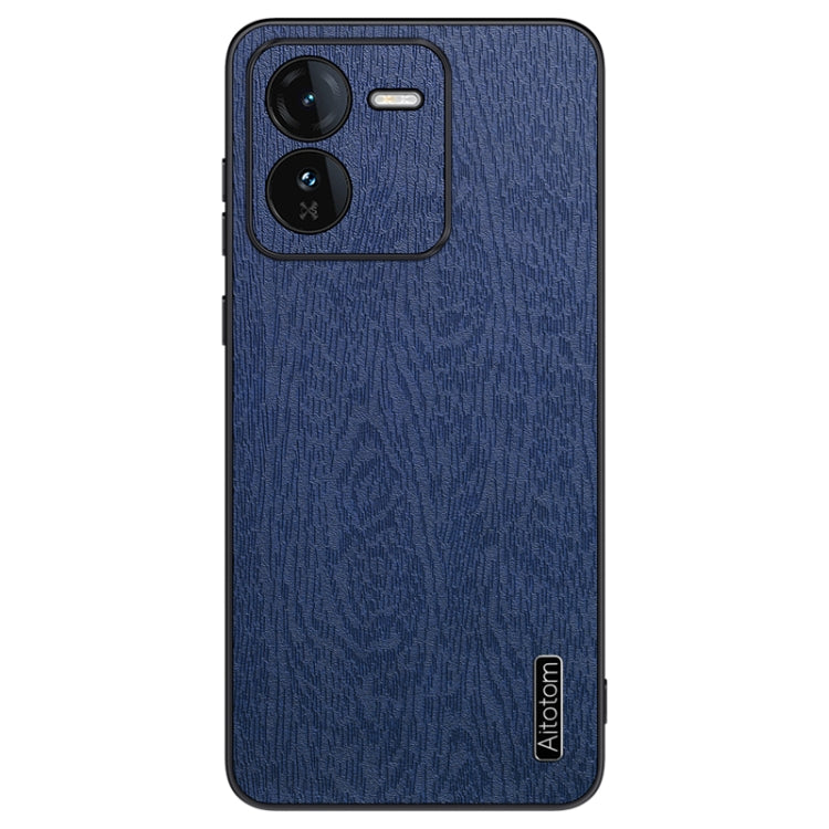 For vivo iQOO Z9 Tree Bark Leather Shockproof Phone Case(Blue) - vivo Cases by PMC TechLife | Online Shopping South Africa | PMC TechLife