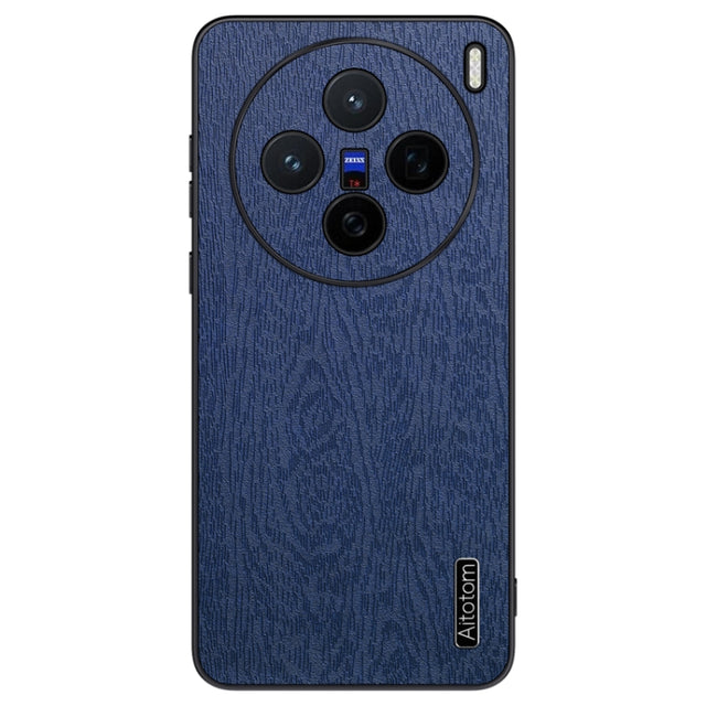 For vivo X200 Tree Bark Leather Shockproof Phone Case(Blue)