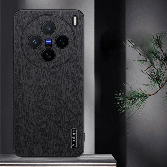 For vivo X200 Tree Bark Leather Shockproof Phone Case(Grey)