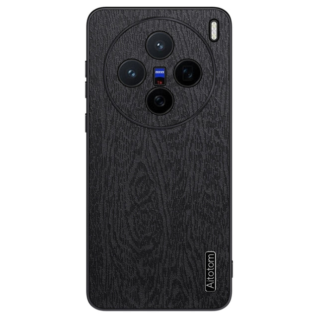 For vivo X200 Tree Bark Leather Shockproof Phone Case(Black)
