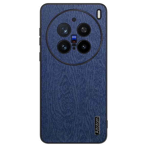 For vivo X200 Pro Tree Bark Leather Shockproof Phone Case(Blue)