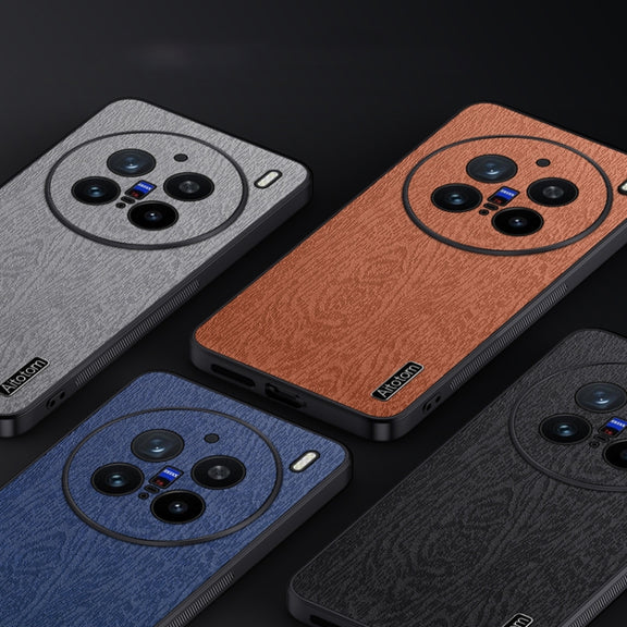 For vivo X200 Pro mini Tree Bark Leather Shockproof Phone Case(Grey)