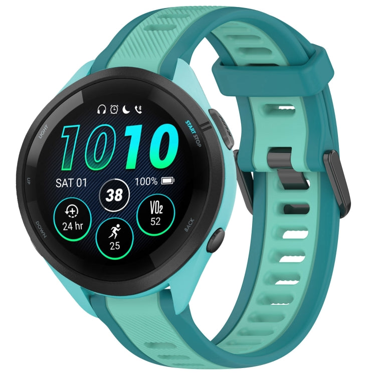 For Garmin Forerunner 265 22mm Two Color Textured Silicone Watch Band(Teal) - Watch Bands by PMC TechLife | Online Shopping South Africa | PMC TechLife