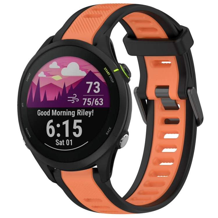 For Garmin Forerunner 255 Music 22mm Two Color Textured Silicone Watch Band(Orange+Black) - Watch Bands by PMC TechLife | Online Shopping South Africa | PMC TechLife