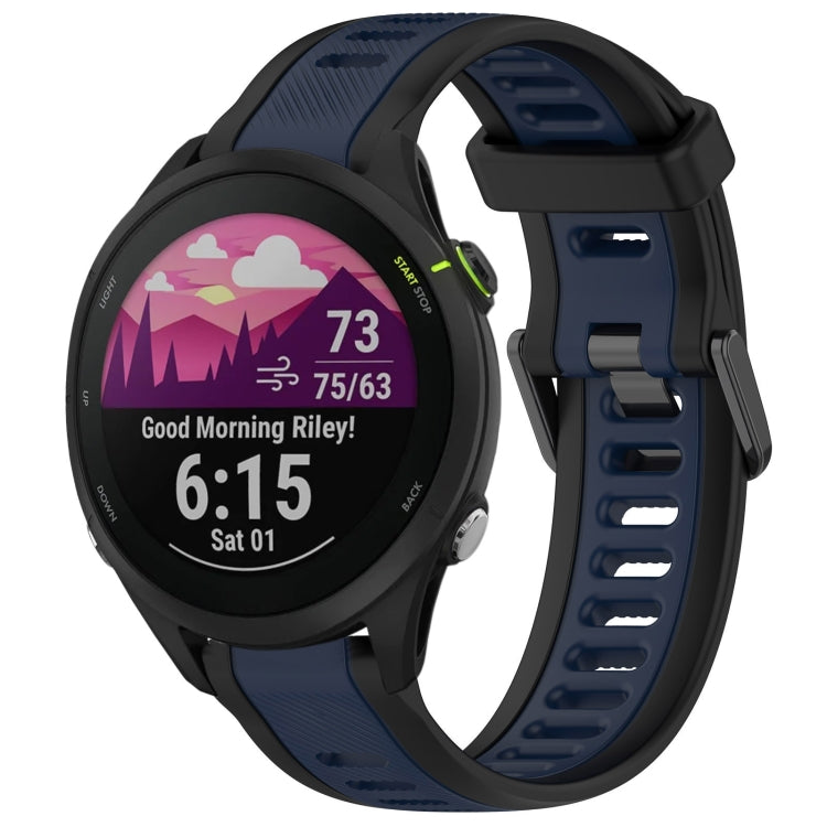 For Garmin Forerunner 255 Music 22mm Two Color Textured Silicone Watch Band(Midnight Blue+Black) - Watch Bands by PMC TechLife | Online Shopping South Africa | PMC TechLife